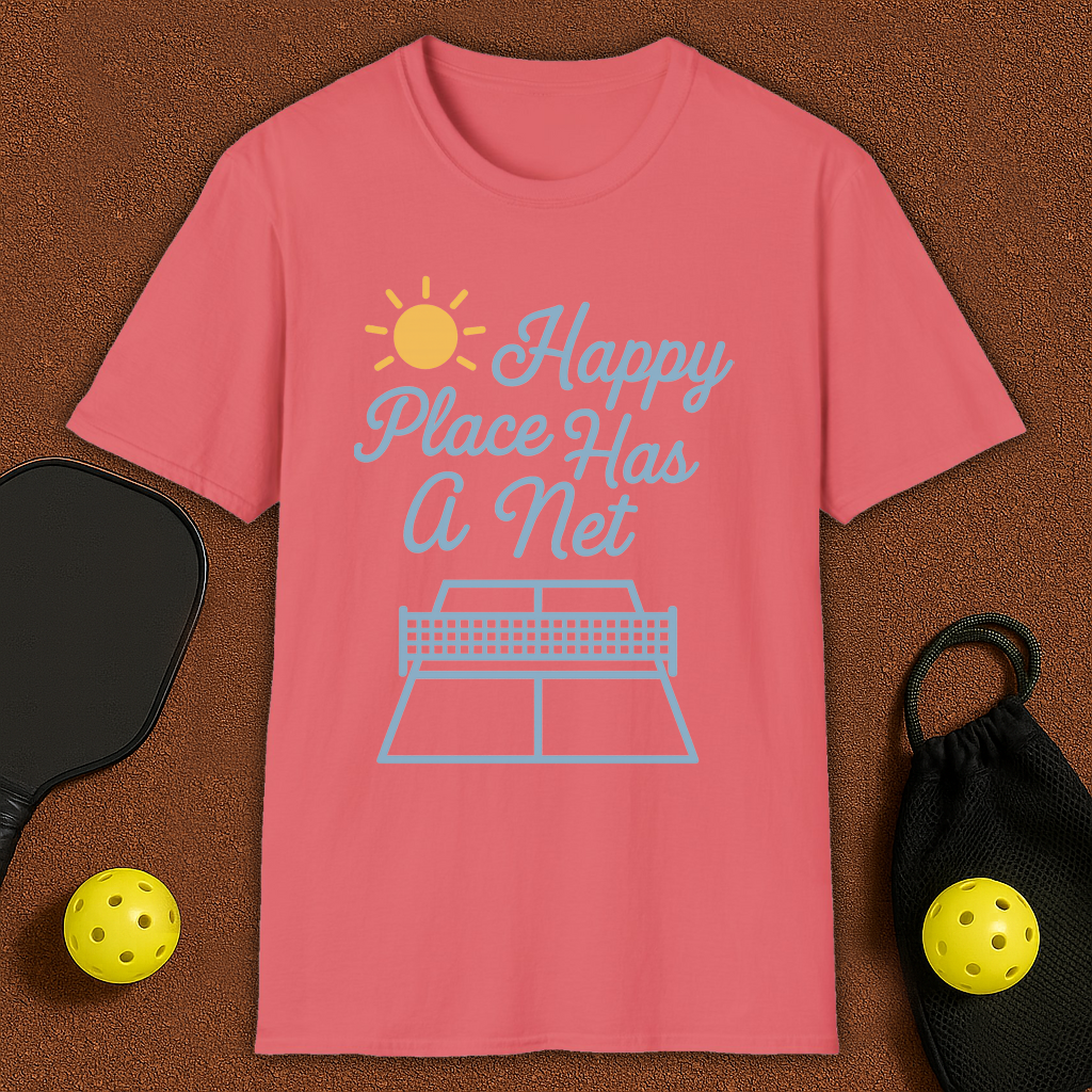 Happy Place Has a Net Pickleball T-Shirt