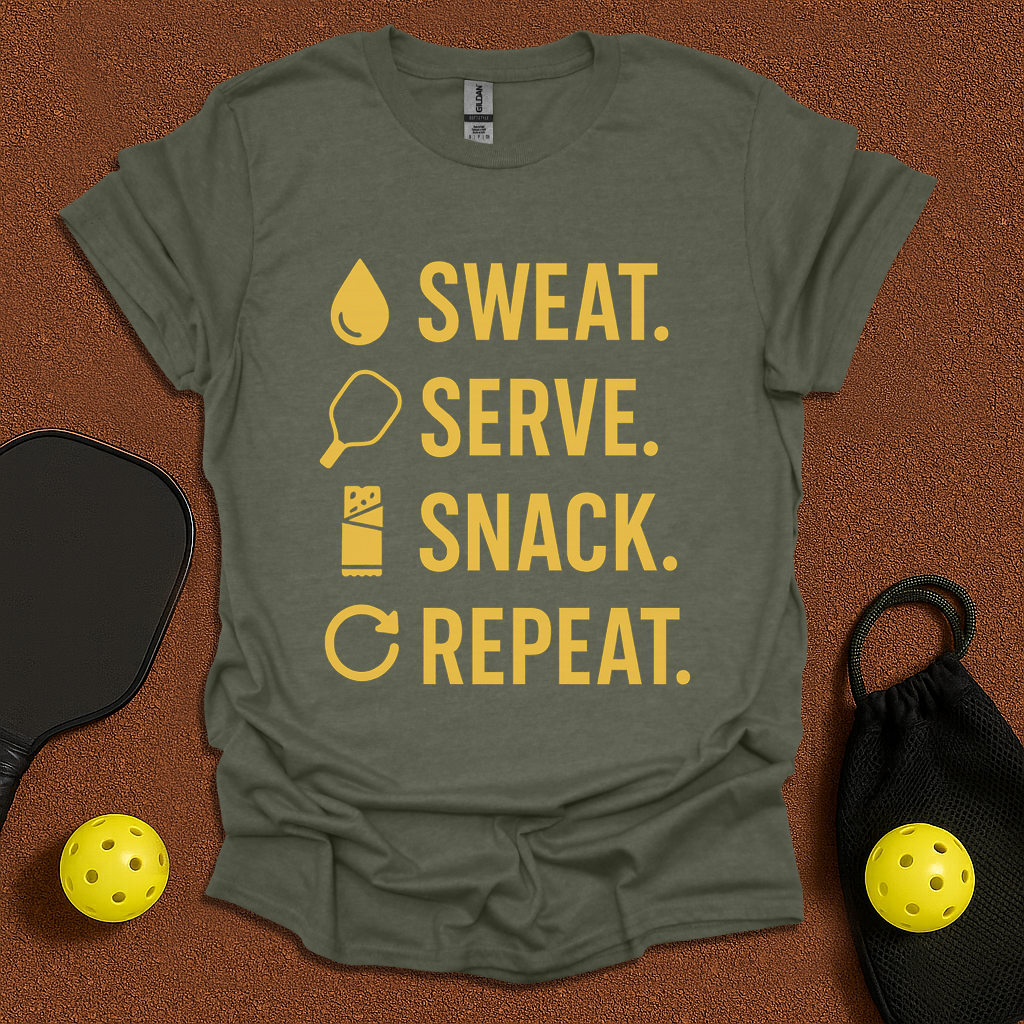 Sweat Serve Snack Repeat T-Shirt