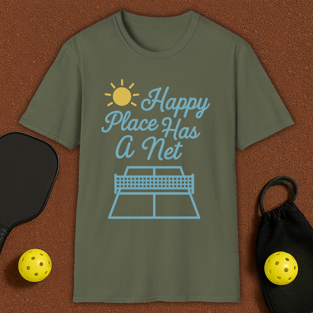 Happy Place Has a Net Pickleball T-Shirt