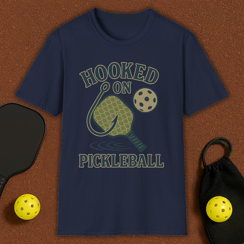 Hooked on Pickleball T-Shirt Fishing style