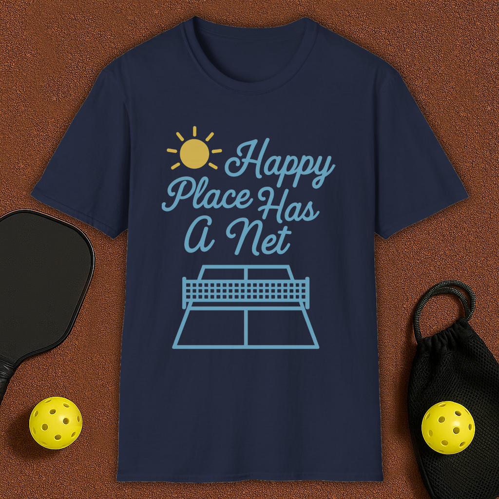 Happy Place Has a Net Pickleball T-Shirt