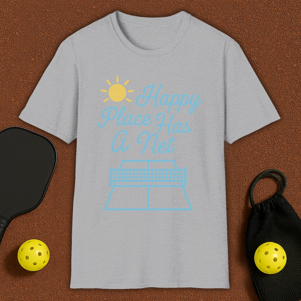 Happy Place Has a Net Pickleball T-Shirt