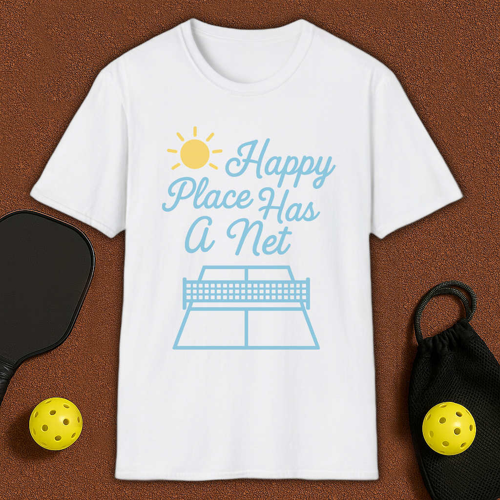 Happy Place Has a Net Pickleball T-Shirt