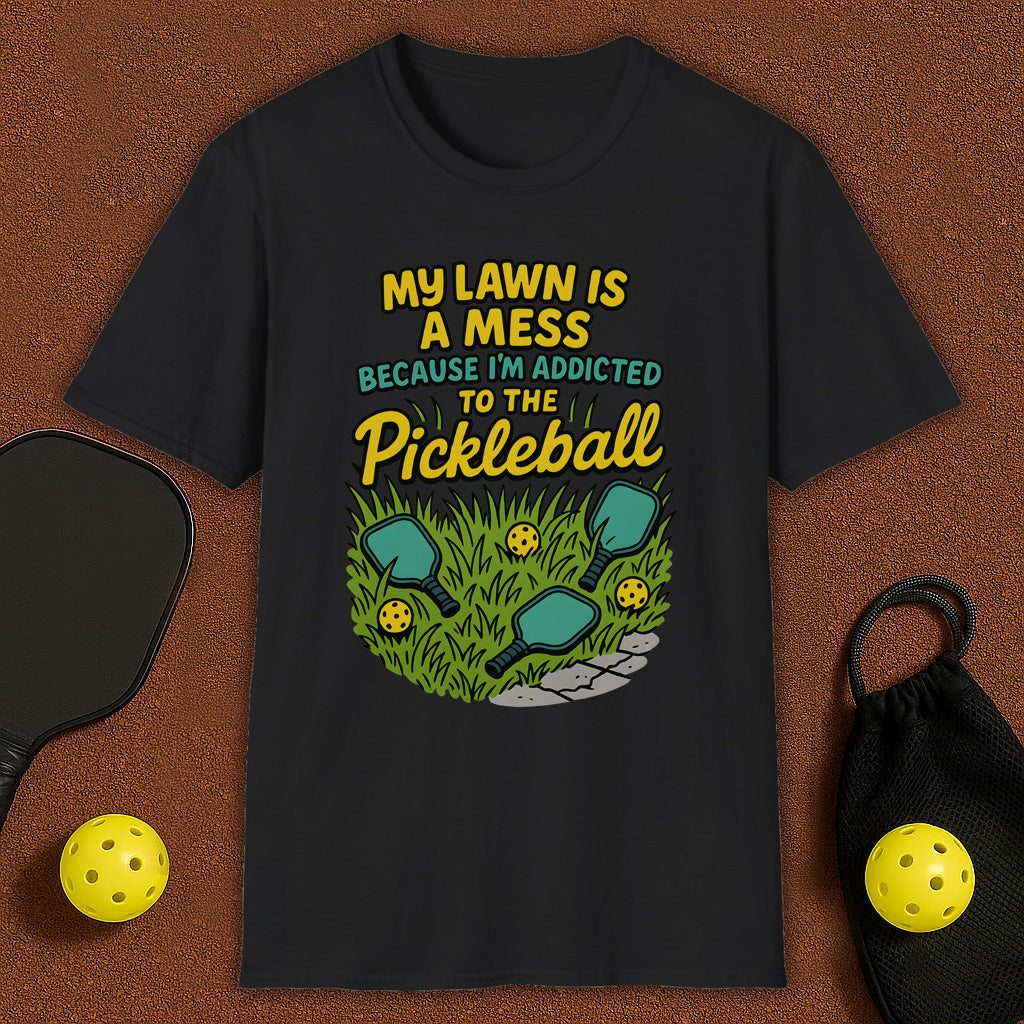 My Lawn Is A Mess Because I'm Addicted to Pickleball T-Shirt