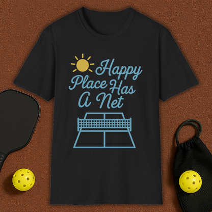 Happy Place Has a Net Pickleball T-Shirt