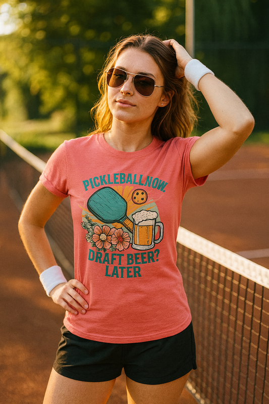 Beer Later?  Pickleball T-Shirt