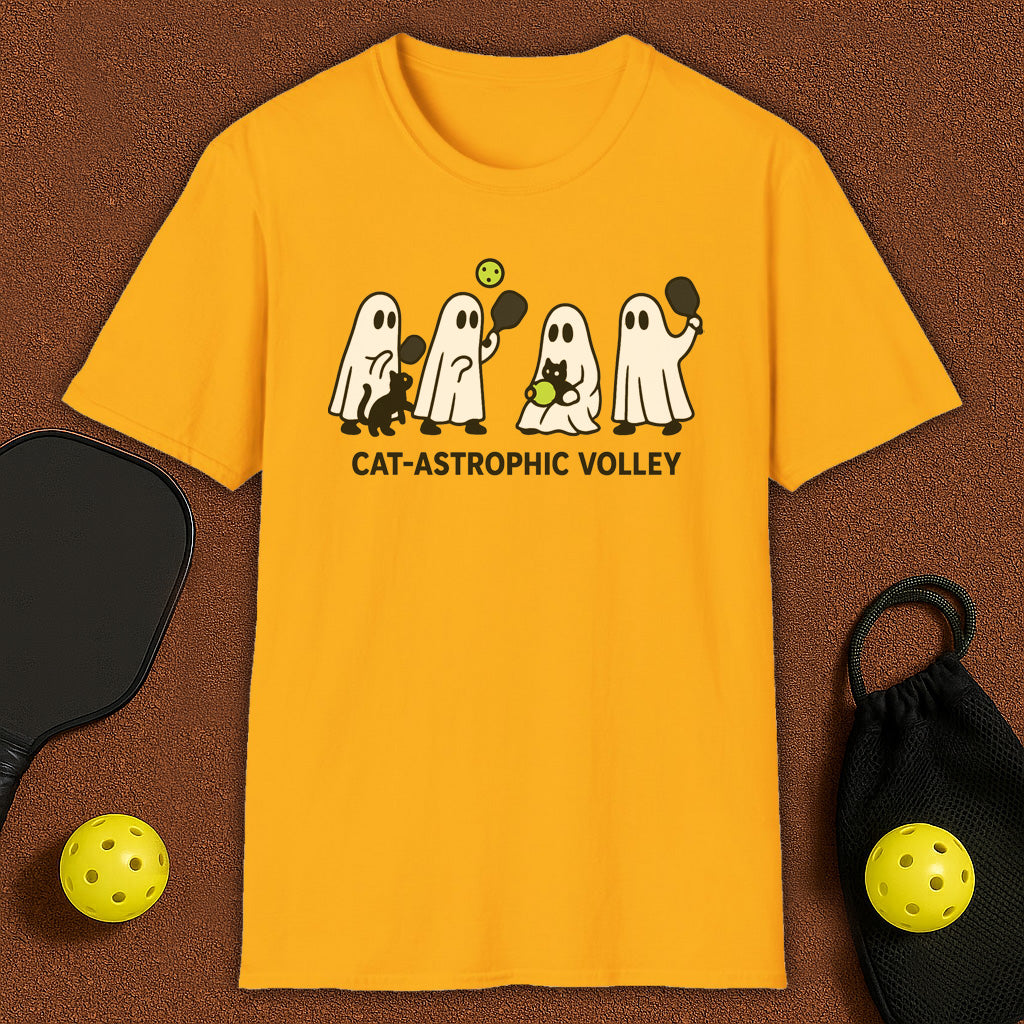 Cat-Astrophic Haloween Pickleball T-Shirt