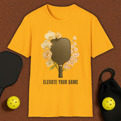 Elevate Your Game Flowers Womans Pickleball T-Shirt