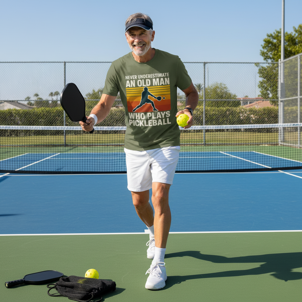 Never Underestimate An Old Man Who Plays Pickleball T-Shirt