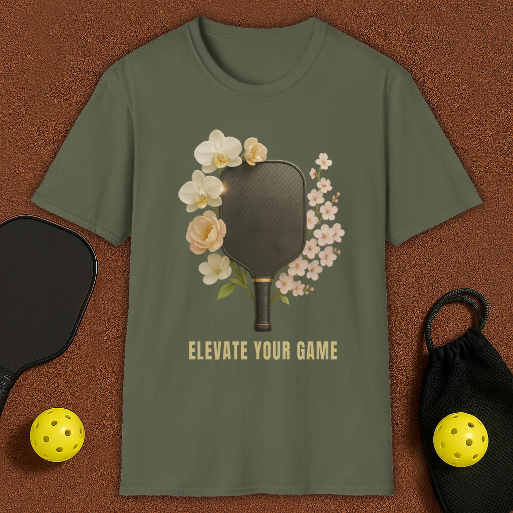 Elevate Your Game Flowers Womans Pickleball T-Shirt