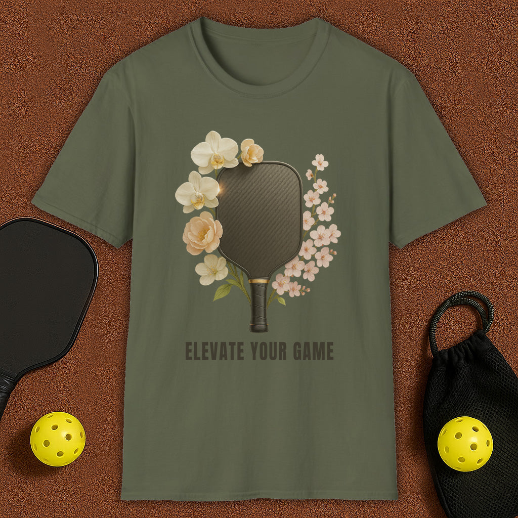 Elevate Your Game Flowers Womans Pickleball T-Shirt