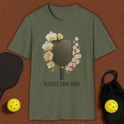 Elevate Your Game Flowers Womans Pickleball T-Shirt