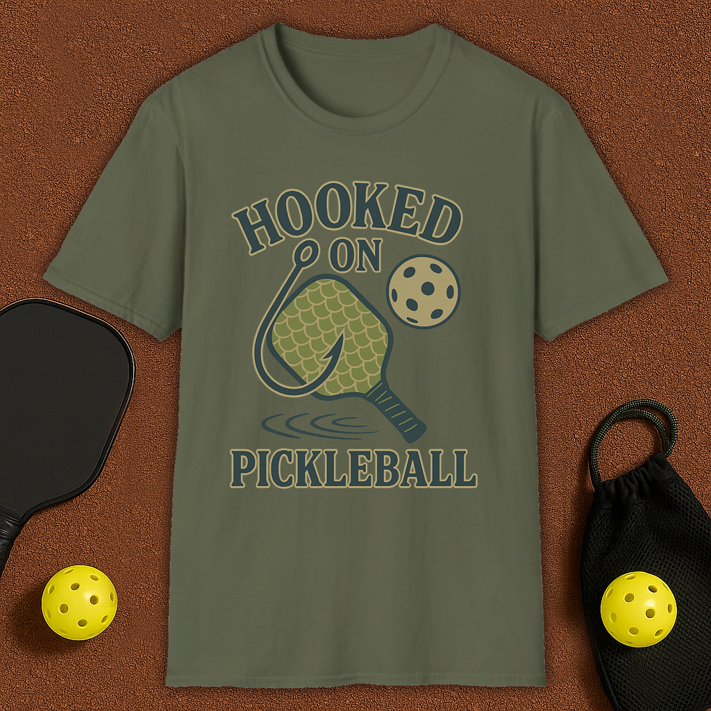 Hooked on Pickleball T-Shirt Fishing style