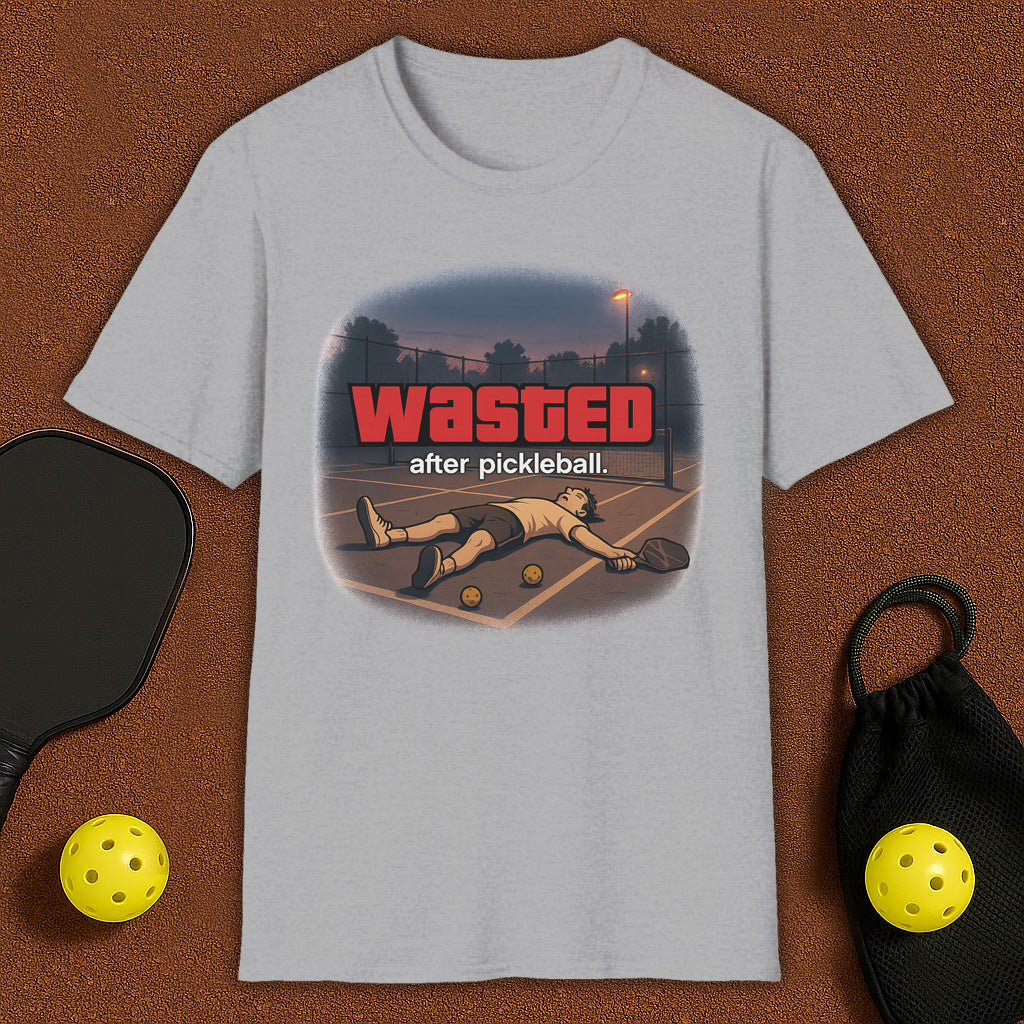 Wasted After Pickleball GTA VI style Pickleball T-Shirt