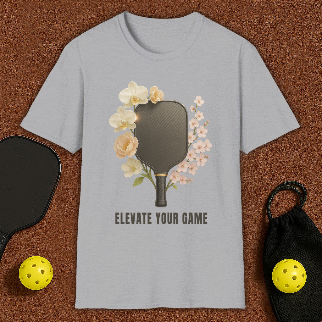 Elevate Your Game Flowers Womans Pickleball T-Shirt