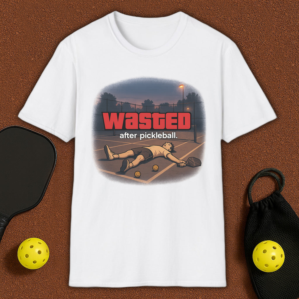 Wasted After Pickleball GTA VI style Pickleball T-Shirt