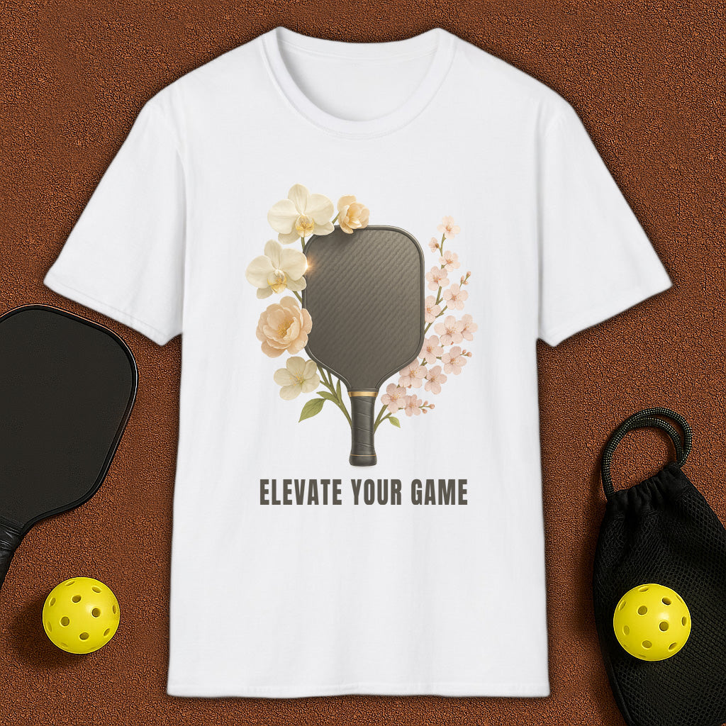 Elevate Your Game Flowers Womans Pickleball T-Shirt